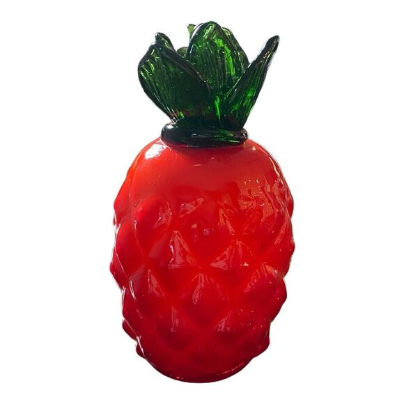 Vintage Mid Century Modern Murano Style Hand Blown Art Glass Pineapple - Picture 5 of 5